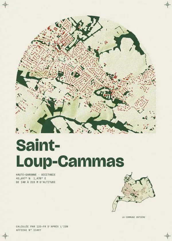 Affiche de Saint-Loup-Cammas, calculée par 123-fr d'après l'IGN