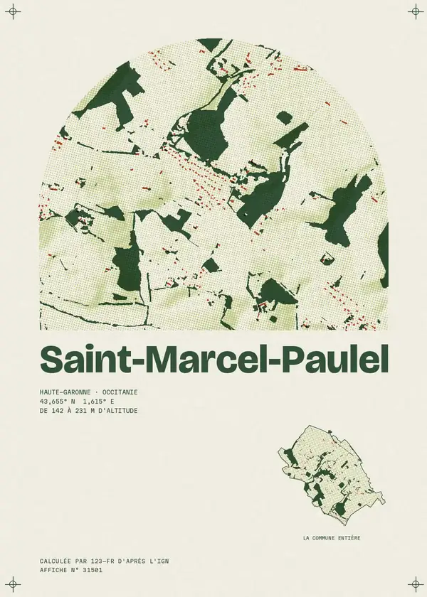 Affiche de Saint-Marcel-Paulel, calculée par 123-fr d'après l'IGN