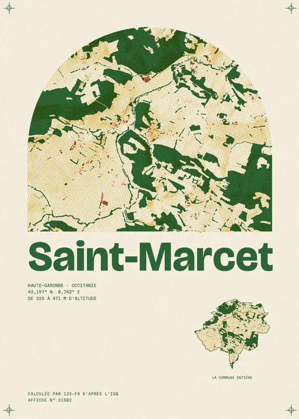 Affiche de Saint-Marcet, calculée par 123-fr d'après l'IGN