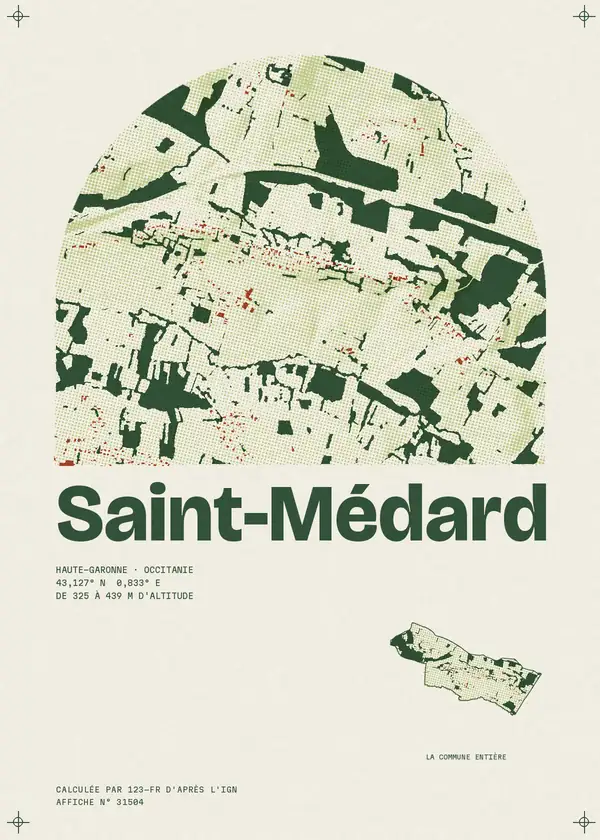 Affiche de Saint-Médard, calculée par 123-fr d'après l'IGN