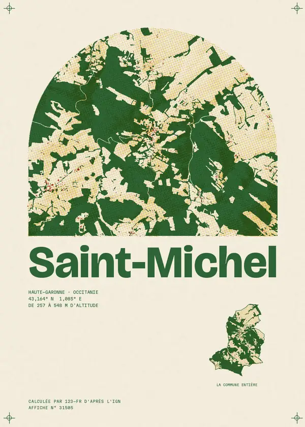 Affiche de Saint-Michel, calculée par 123-fr d'après l'IGN