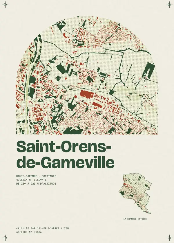 Affiche de Saint-Orens-de-Gameville, calculée par 123-fr d'après l'IGN
