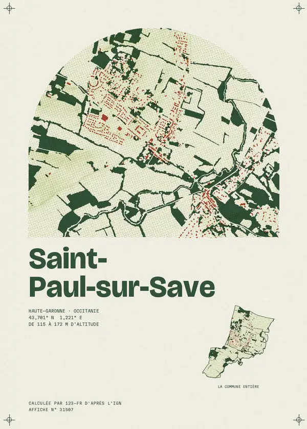 Affiche de Saint-Paul-sur-Save, calculée par 123-fr d'après l'IGN