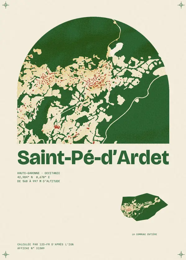 Affiche de Saint-Pé-d'Ardet, calculée par 123-fr d'après l'IGN