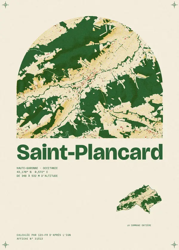 Affiche de Saint-Plancard, calculée par 123-fr d'après l'IGN