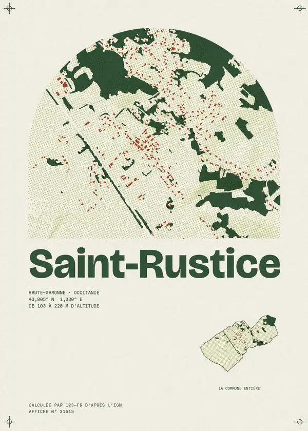 Affiche de Saint-Rustice, calculée par 123-fr d'après l'IGN