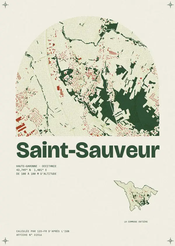 Affiche de Saint-Sauveur, calculée par 123-fr d'après l'IGN