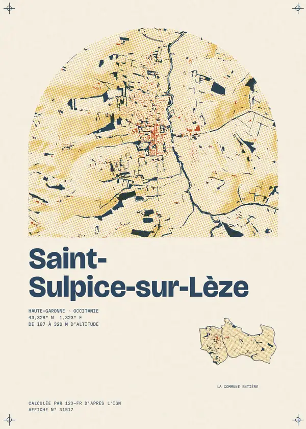 Affiche de Saint-Sulpice-sur-Lèze, calculée par 123-fr d'après l'IGN