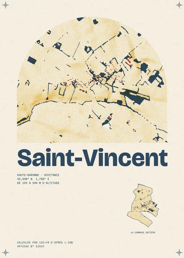 Affiche de Saint-Vincent, calculée par 123-fr d'après l'IGN