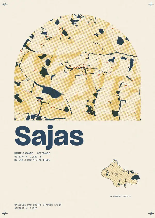 Affiche de Sajas, calculée par 123-fr d'après l'IGN