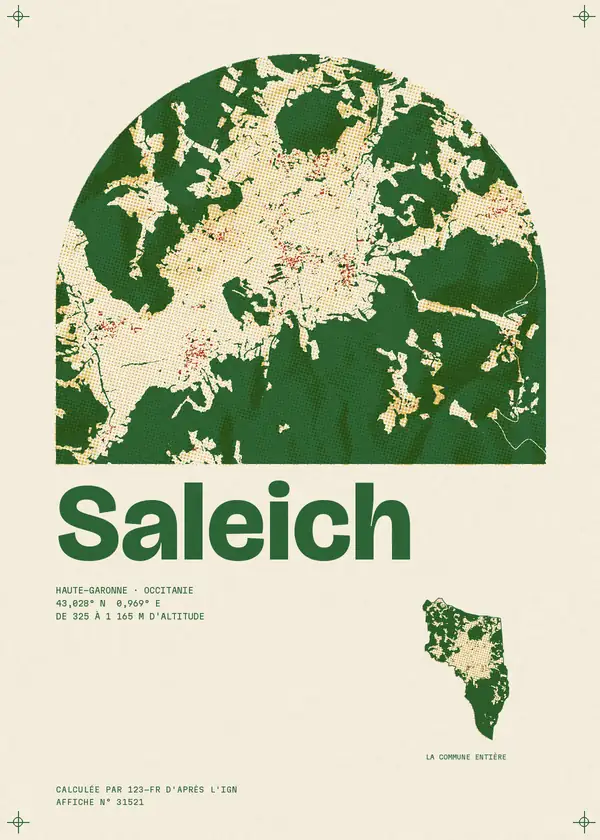 Affiche de Saleich, calculée par 123-fr d'après l'IGN