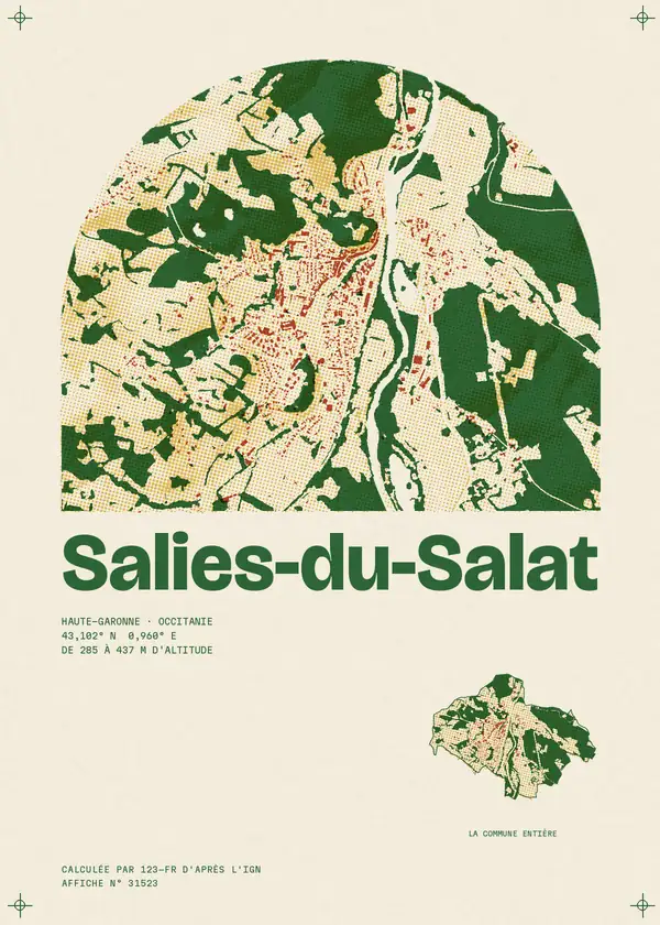 Affiche de Salies-du-Salat, calculée par 123-fr d'après l'IGN
