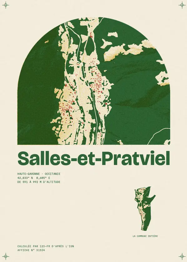 Affiche de Salles-et-Pratviel, calculée par 123-fr d'après l'IGN