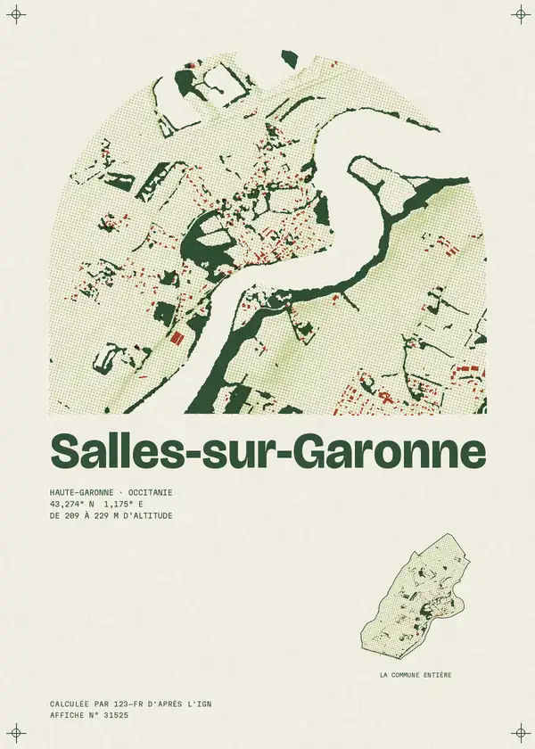 Affiche de Salles-sur-Garonne, calculée par 123-fr d'après l'IGN