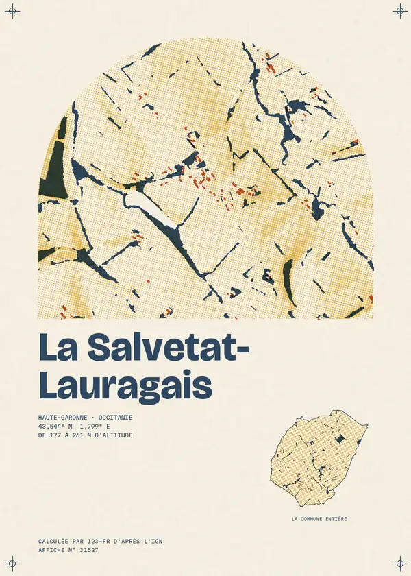 Affiche de La Salvetat-Lauragais, calculée par 123-fr d'après l'IGN