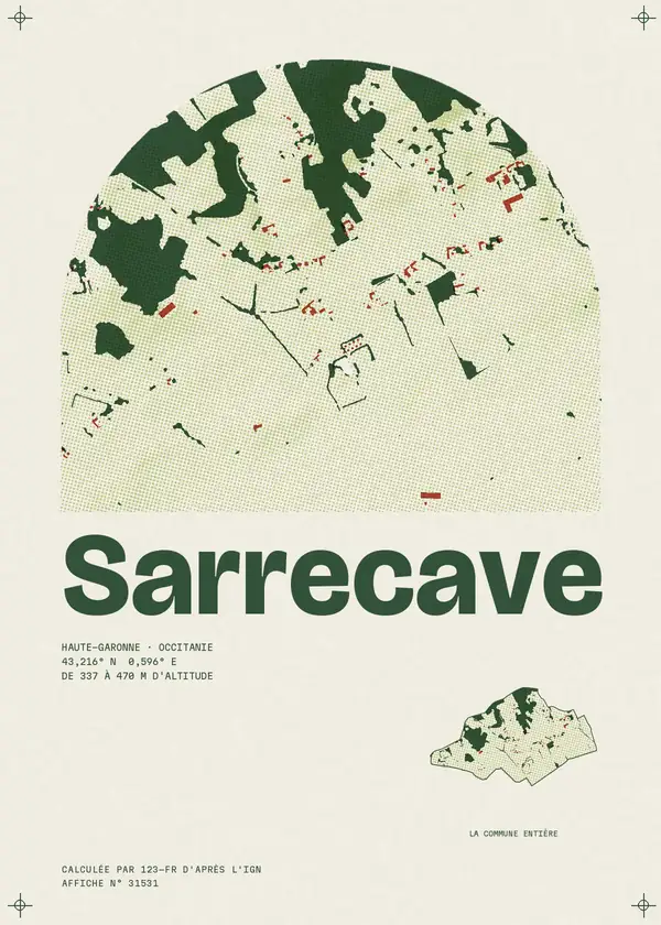Affiche de Sarrecave, calculée par 123-fr d'après l'IGN