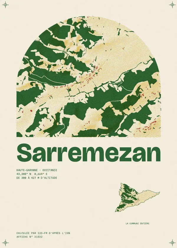 Affiche de Sarremezan, calculée par 123-fr d'après l'IGN