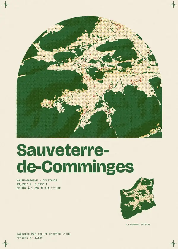 Affiche de Sauveterre-de-Comminges, calculée par 123-fr d'après l'IGN