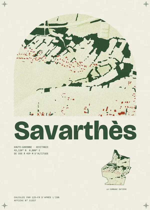 Affiche de Savarthès, calculée par 123-fr d'après l'IGN
