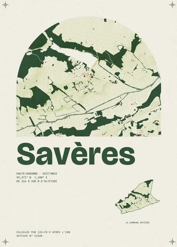 Affiche de Savères, calculée par 123-fr d'après l'IGN