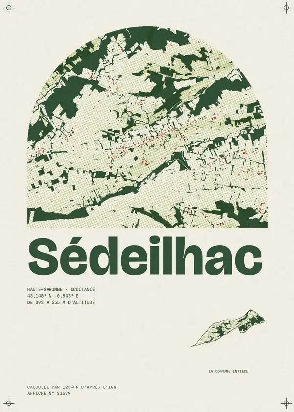 Affiche de Sédeilhac, calculée par 123-fr d'après l'IGN