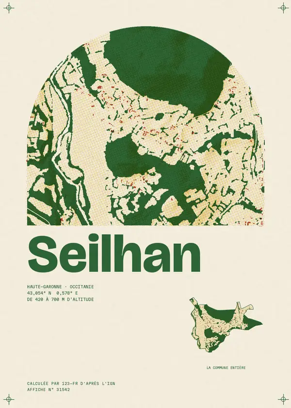Affiche de Seilhan, calculée par 123-fr d'après l'IGN
