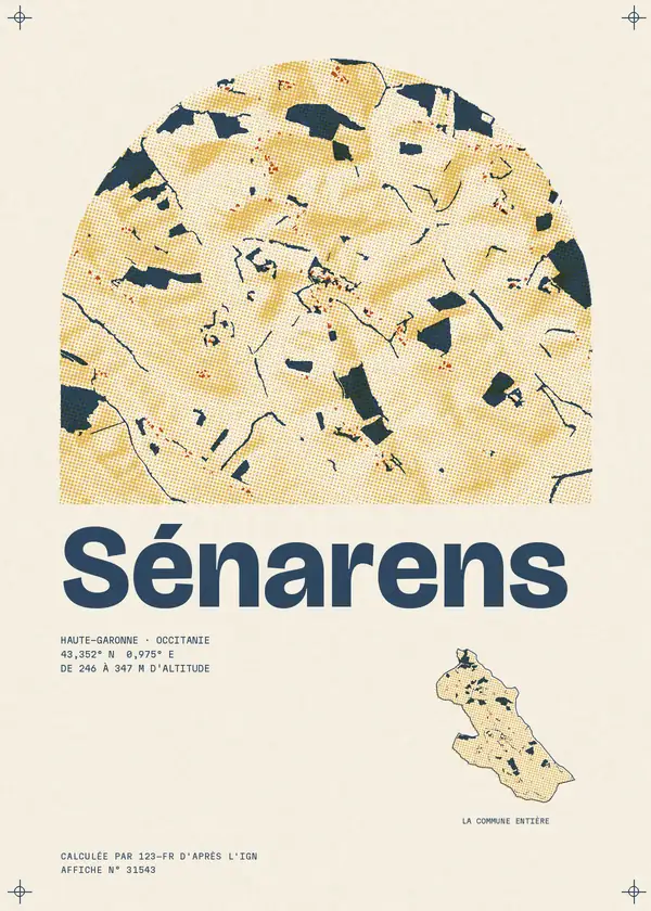 Affiche de Sénarens, calculée par 123-fr d'après l'IGN