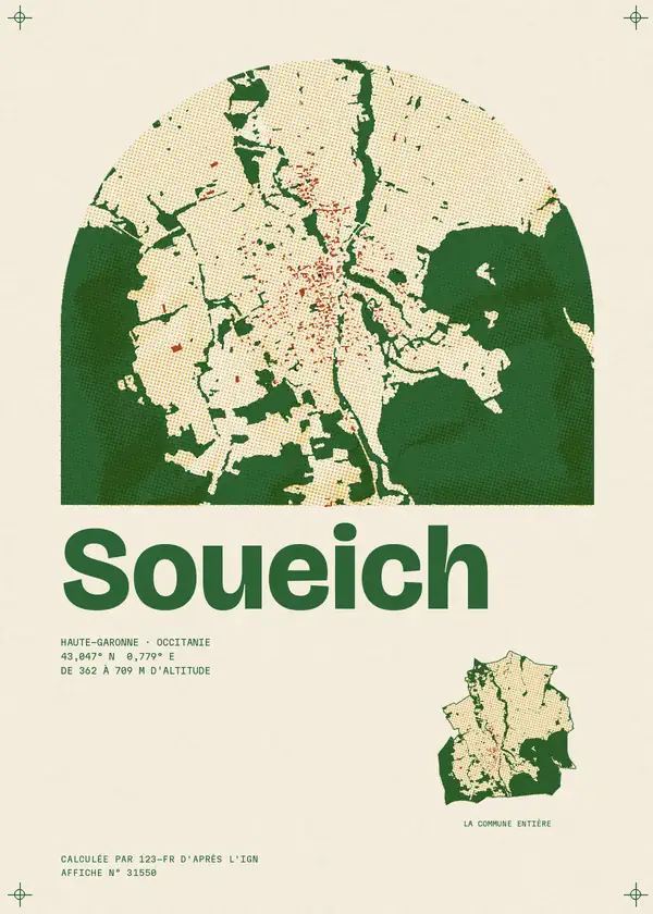 Affiche de Soueich, calculée par 123-fr d'après l'IGN