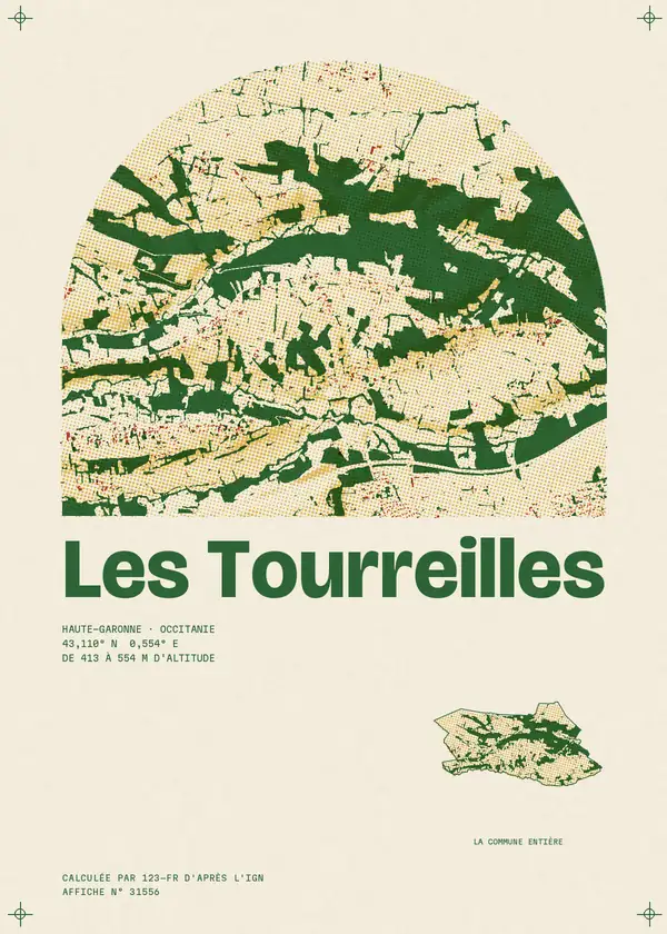 Affiche de Les Tourreilles, calculée d'après l'IGN
