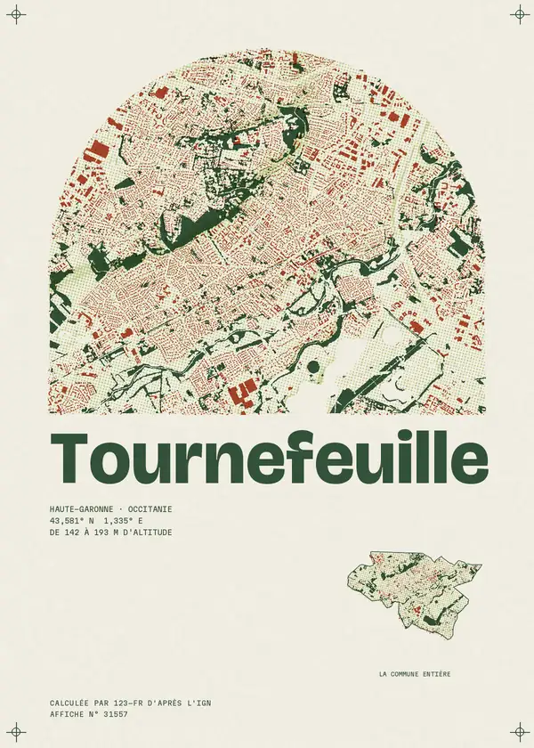 Affiche de Tournefeuille, calculée par 123-fr d'après l'IGN