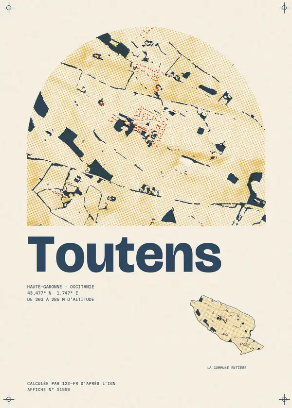 Affiche de Toutens, calculée par 123-fr d'après l'IGN