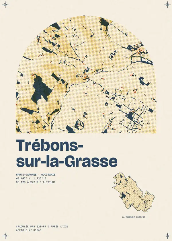 Affiche de Trébons-sur-la-Grasse, calculée par 123-fr d'après l'IGN