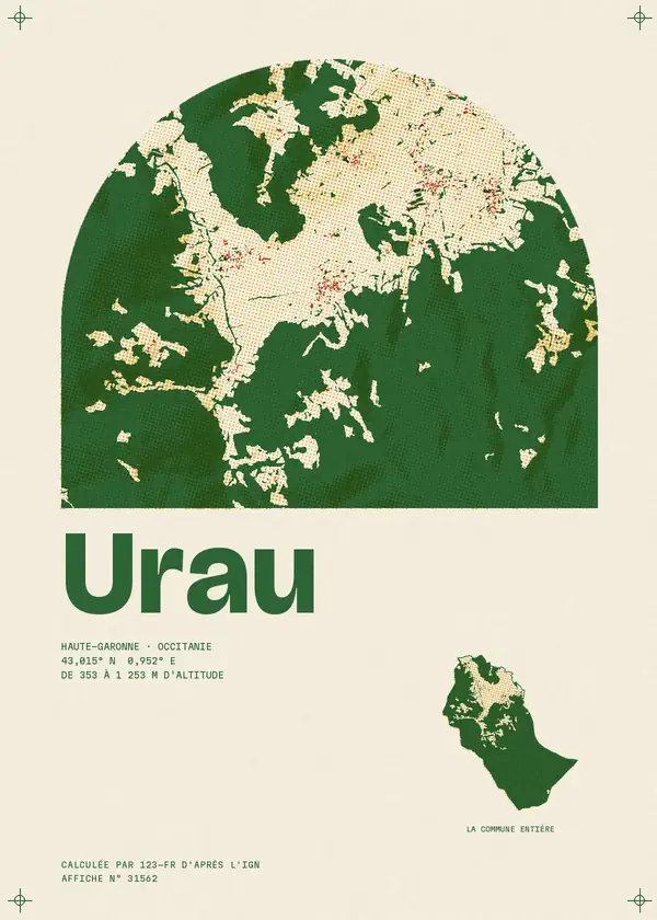 Affiche de Urau, calculée par 123-fr d'après l'IGN