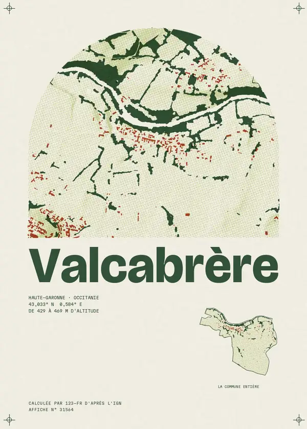 Affiche de Valcabrère, calculée par 123-fr d'après l'IGN