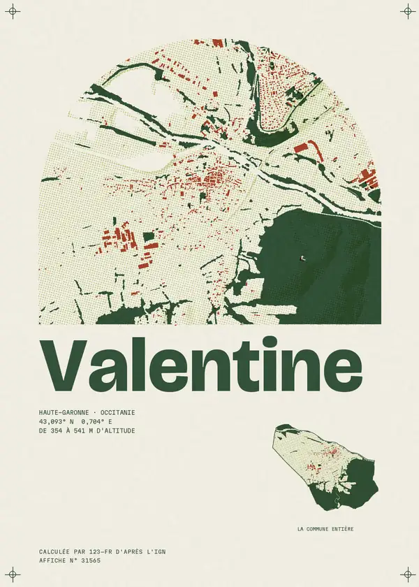 Affiche de Valentine, calculée par 123-fr d'après l'IGN