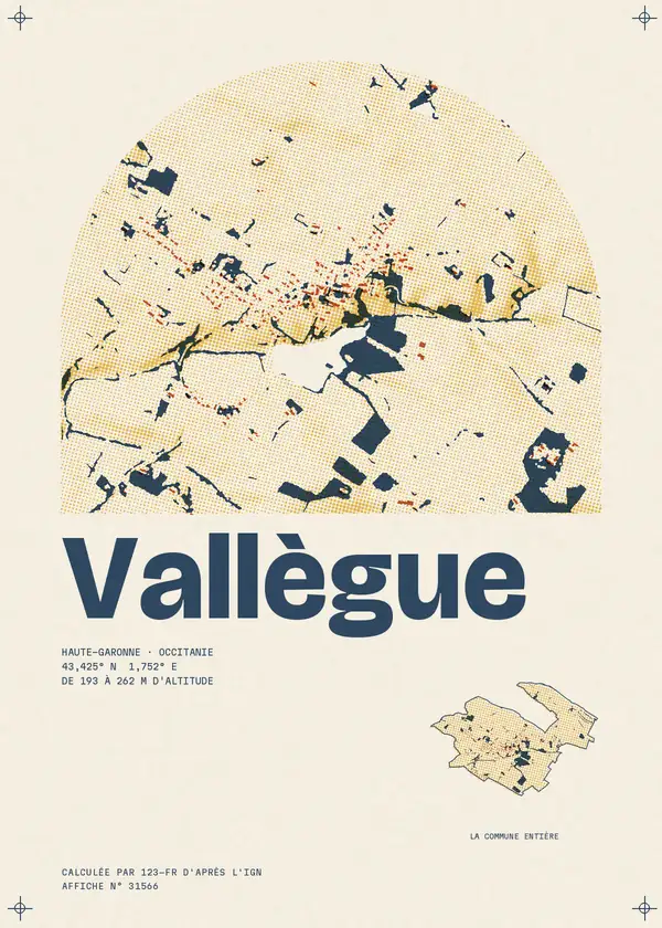 Affiche de Vallègue, calculée par 123-fr d'après l'IGN