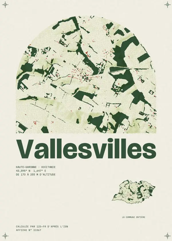 Affiche de Vallesvilles, calculée par 123-fr d'après l'IGN