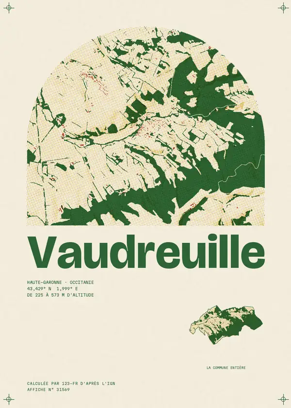 Affiche de Vaudreuille, calculée par 123-fr d'après l'IGN