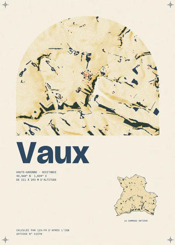 Affiche de Vaux, calculée par 123-fr d'après l'IGN