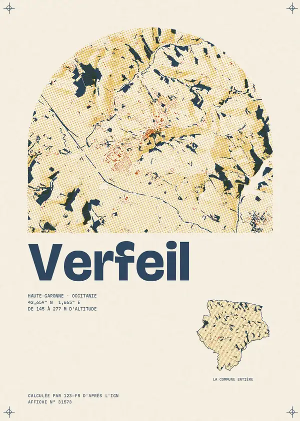 Affiche de Verfeil, calculée par 123-fr d'après l'IGN