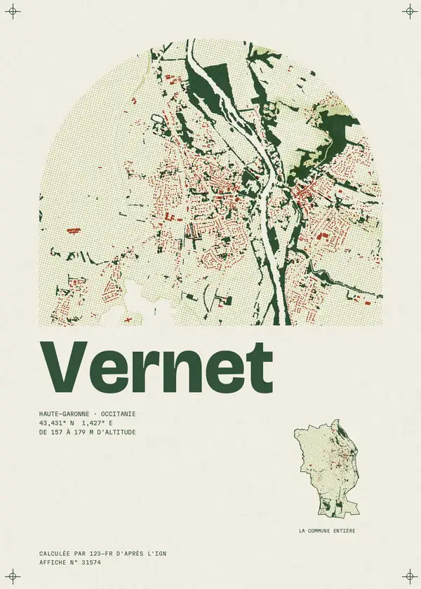 Affiche de Vernet, calculée par 123-fr d'après l'IGN