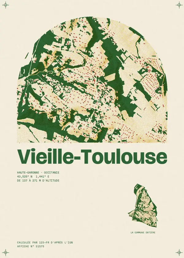 Affiche de Vieille-Toulouse, calculée par 123-fr d'après l'IGN