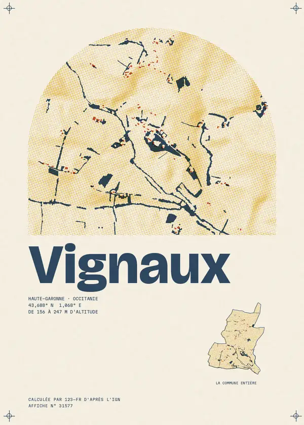 Affiche de Vignaux, calculée par 123-fr d'après l'IGN