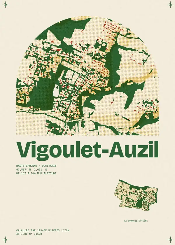 Affiche de Vigoulet-Auzil, calculée par 123-fr d'après l'IGN