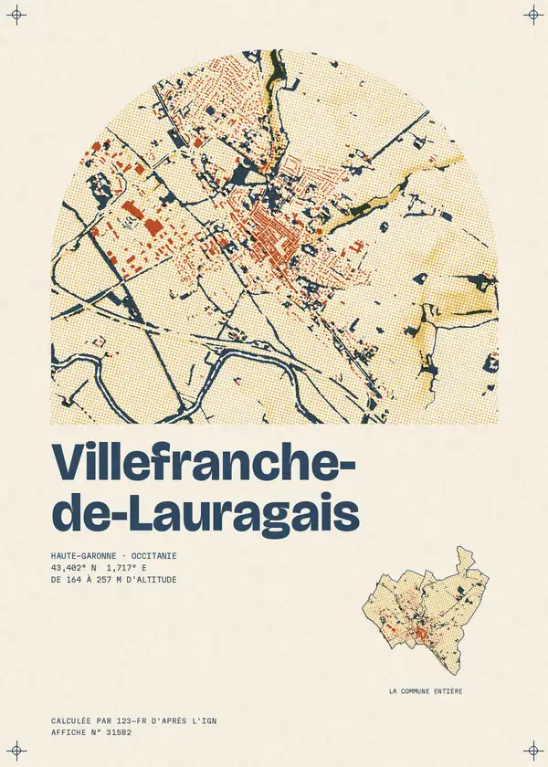 Affiche de Villefranche-de-Lauragais, calculée par 123-fr d'après l'IGN
