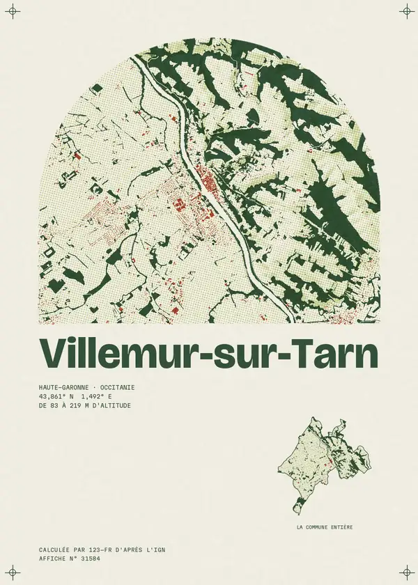 Affiche de Villemur-sur-Tarn, calculée par 123-fr d'après l'IGN
