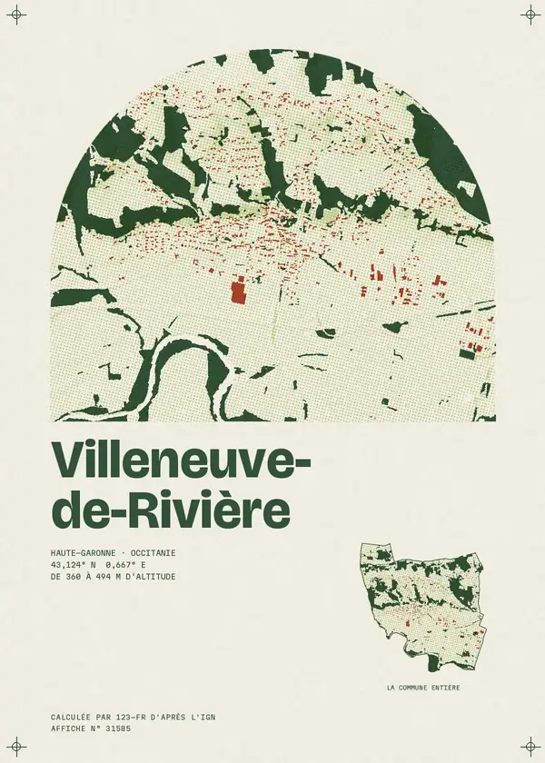 Affiche de Villeneuve-de-Rivière, calculée par 123-fr d'après l'IGN