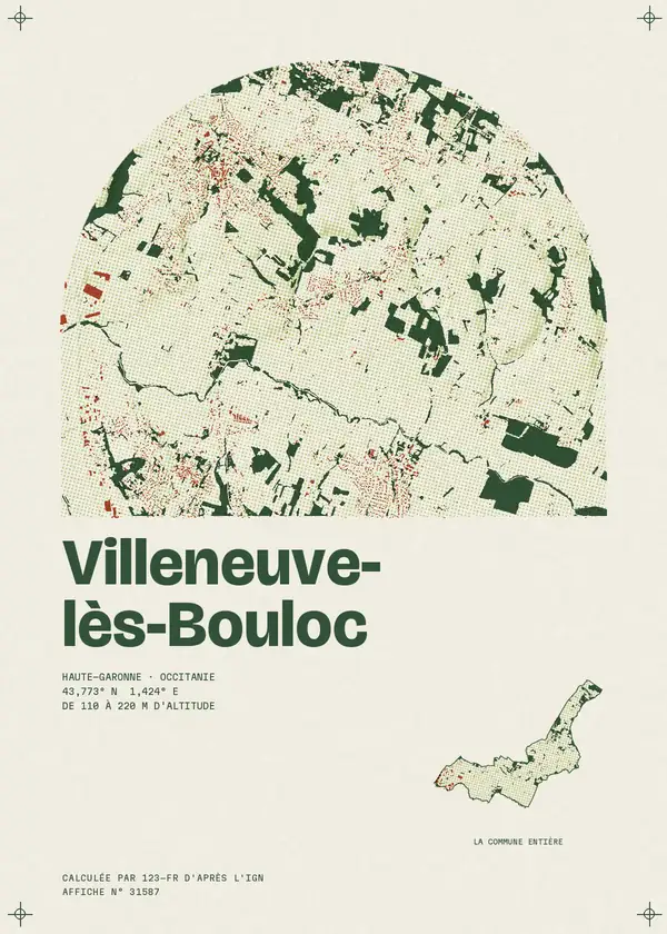 Affiche de Villeneuve-lès-Bouloc, calculée par 123-fr d'après l'IGN