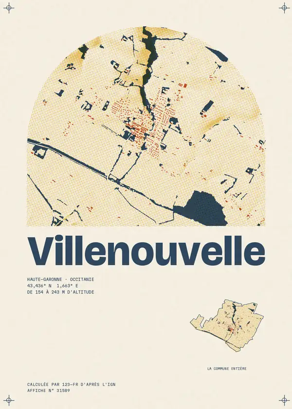 Affiche de Villenouvelle, calculée par 123-fr d'après l'IGN
