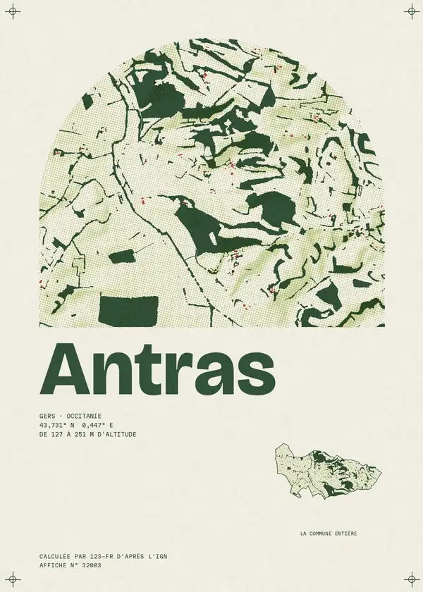 Affiche de Antras, calculée par 123-fr d'après l'IGN